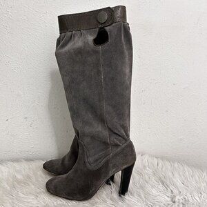 MICHAEL MICHAEL KORS Tall Slouchy Shaft Boots Stale Grey Suede Leather Size 7 M